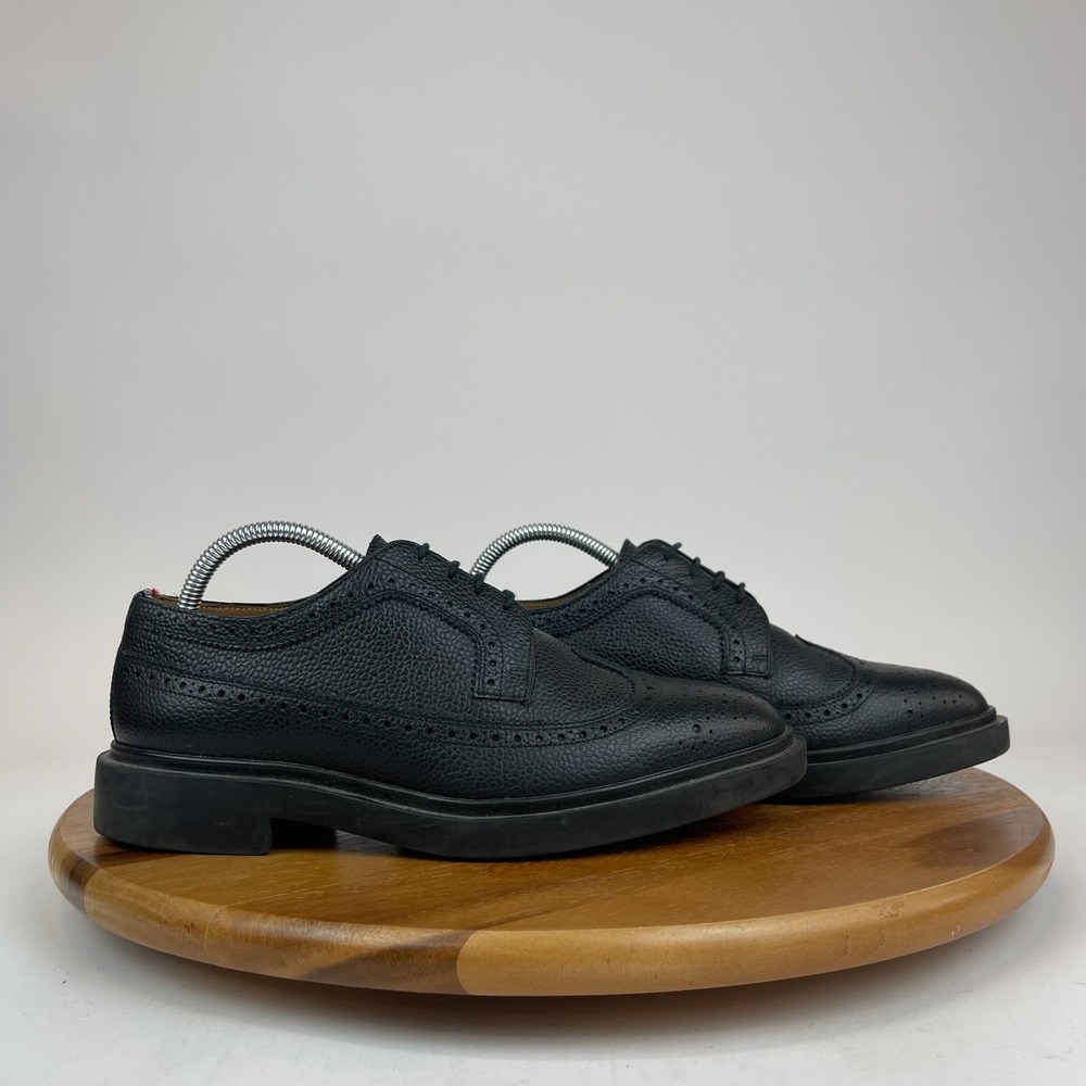Mens Thom Browne Black Leather Wingtip Brogue‎ Derby Dress Shoes Size 7 D GUC